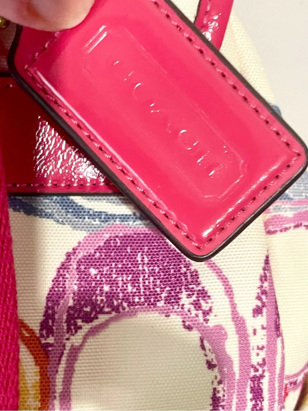 COACH F21962 Backpack Signature Canvas Multi Color Pink Enamel Clean